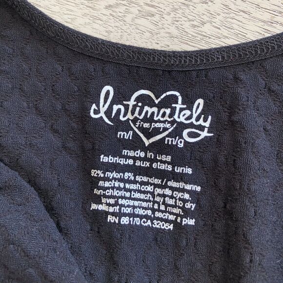 Intimately Free People Black Mesh Bodycon Mini Dress V-Neck Stretch‎ Sz M/L - Picture 8 of 9